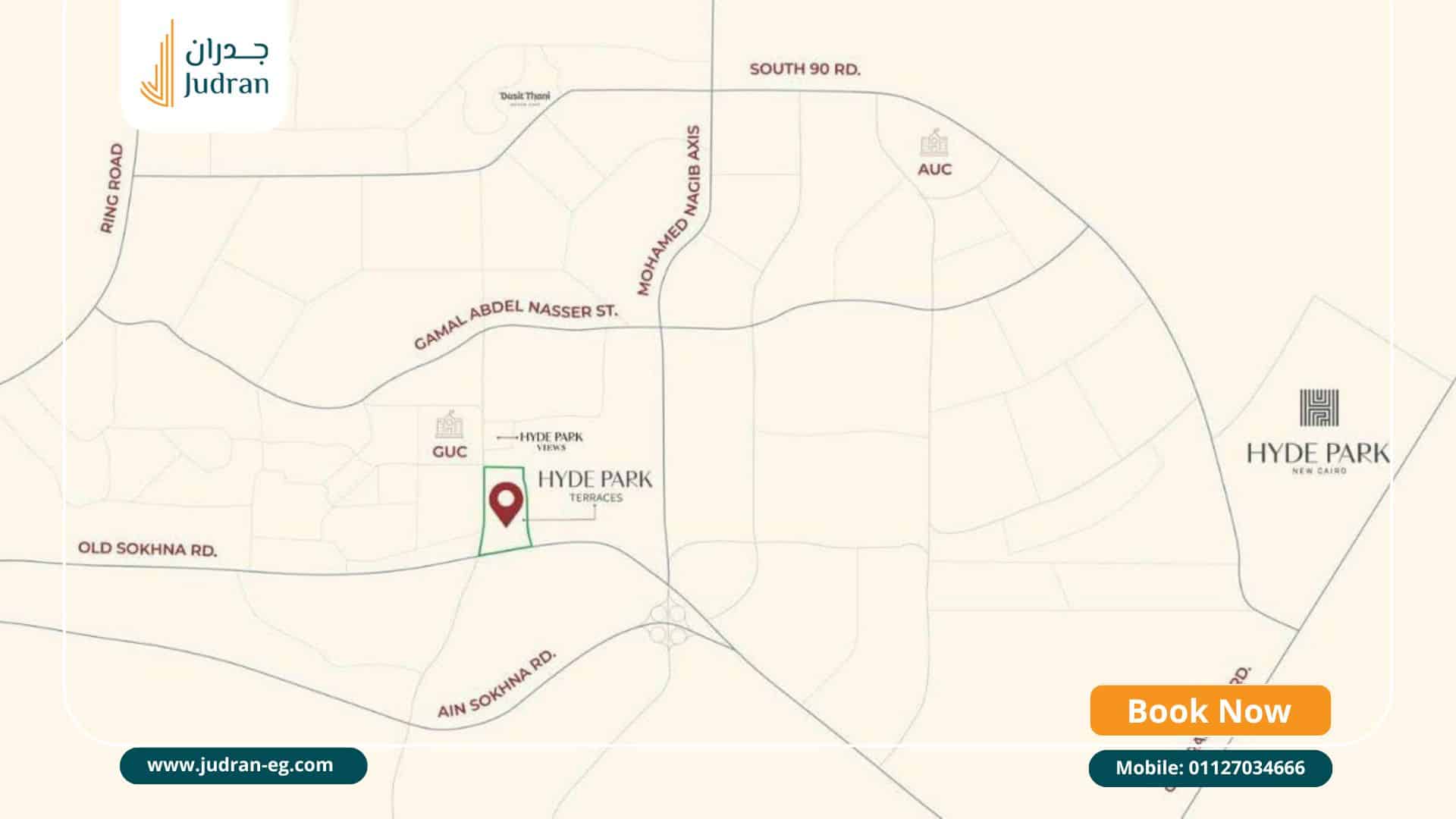 موقع كمبوند هايد بارك تيراسيز Hyde Park Terraces New Cairo موقع كمبوند هايد بارك تيراسيز Hyde Park Terraces New Cairo
